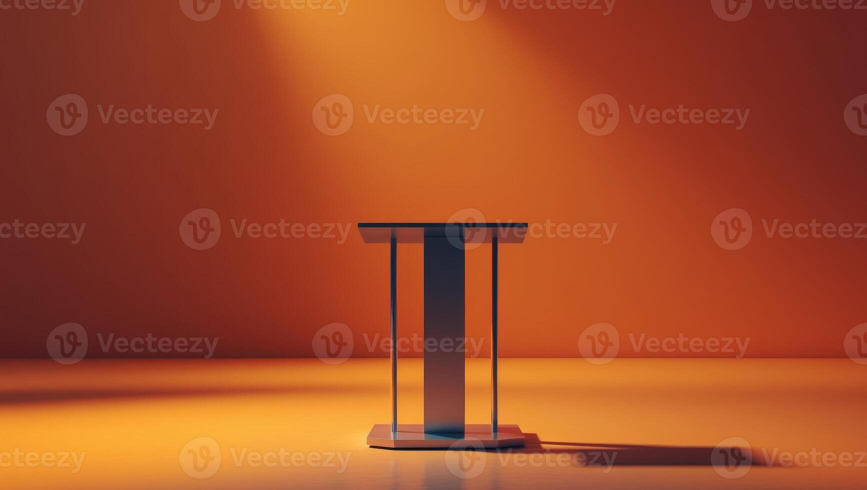 high key podium with empty space in front of orange background photo