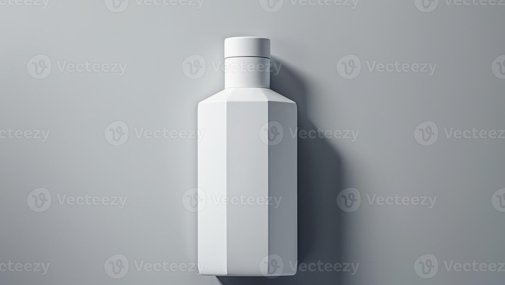 Clear Pixel Picture of a White Bottle with a White Cap is Shown on a Gray Background photo