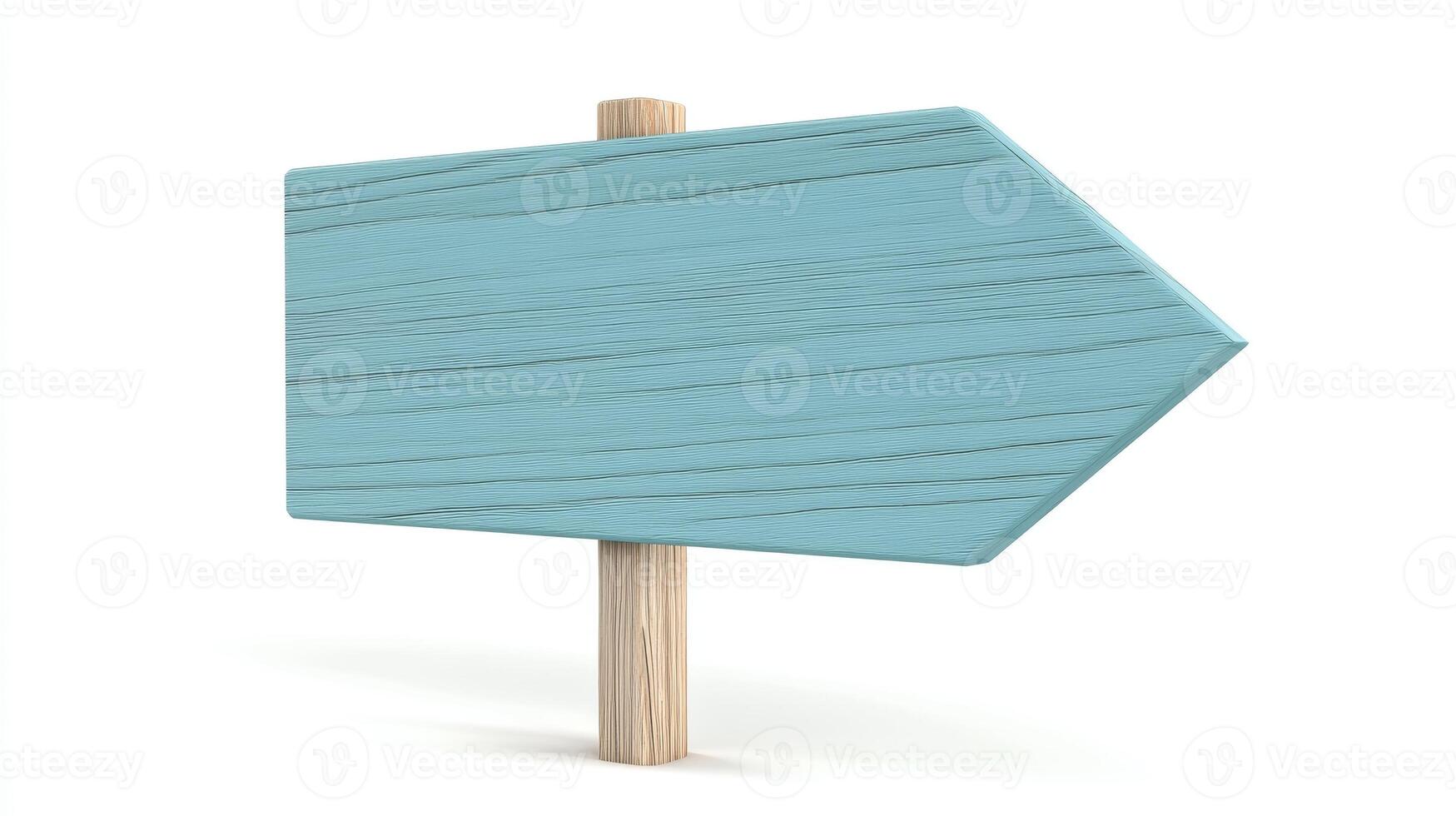 Blank Light Blue Wooden Arrow Signpost Empty Direction Pointer Isolated on White Backgro photo