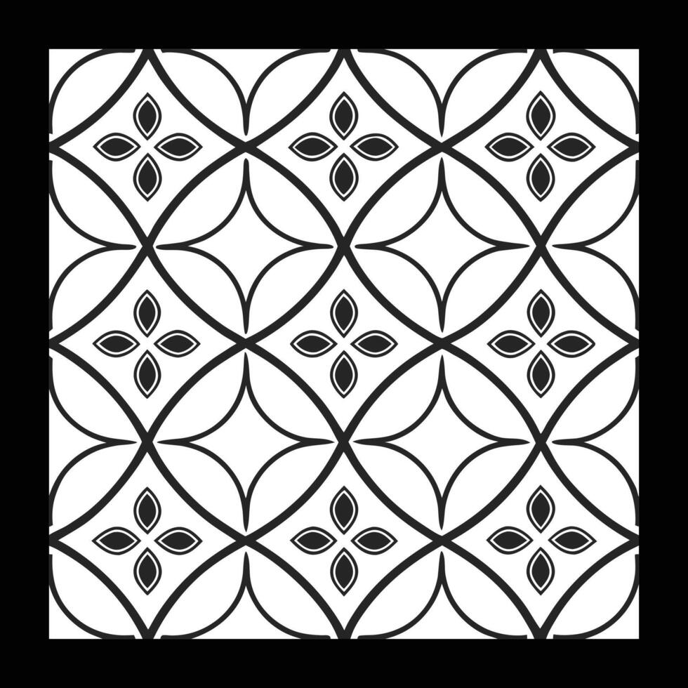 a black and white design with a pattern of flowers vector