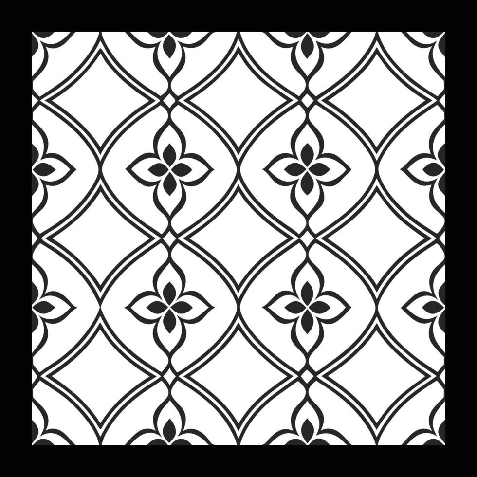 a black and white pattern with a flower design. Luxurious Black and White Floral Pattern Decorative vector