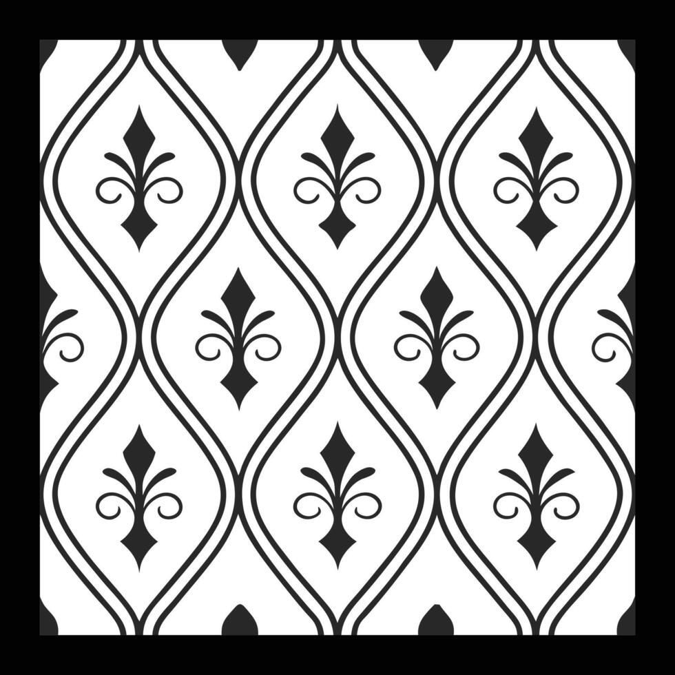 a black and white pattern with a fleur de lis. Pattern Elegant Black and White for Fashion, Textile, Wallpaper, and Carpet Design vector