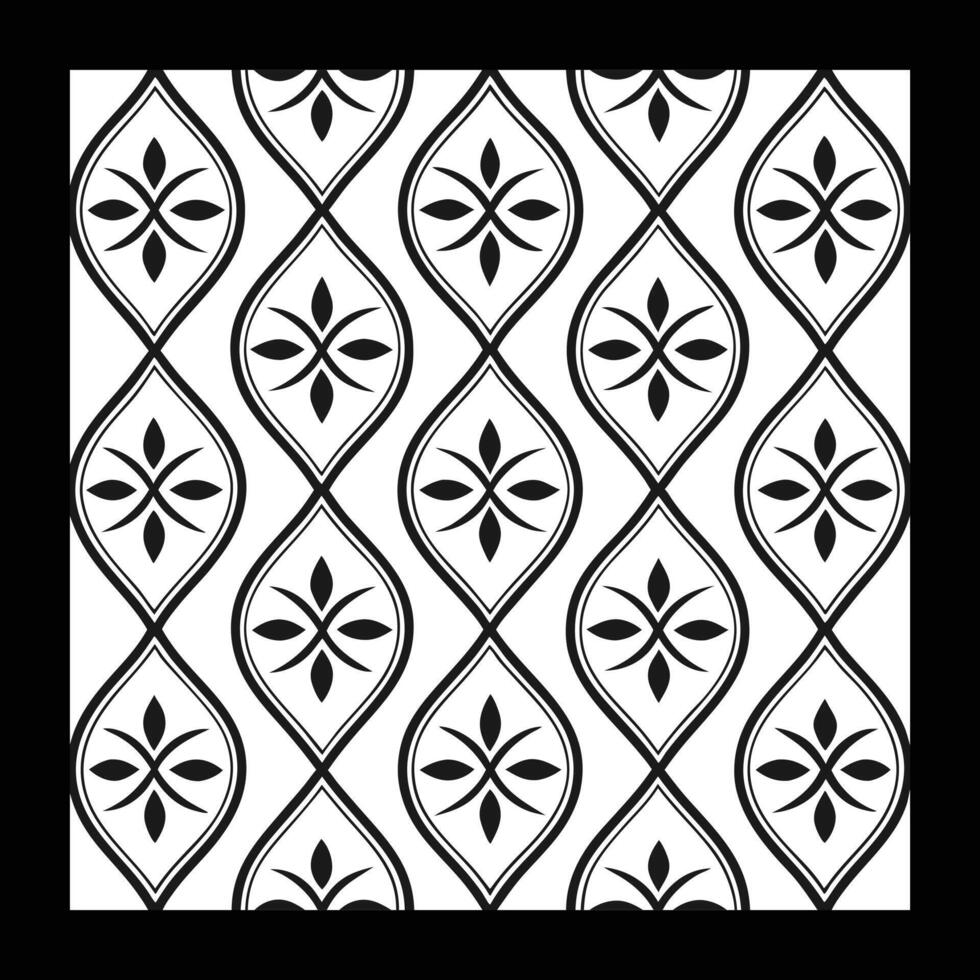 a black and white pattern with a decorative design. Luxurious Black and White Floral Pattern Decorative vector