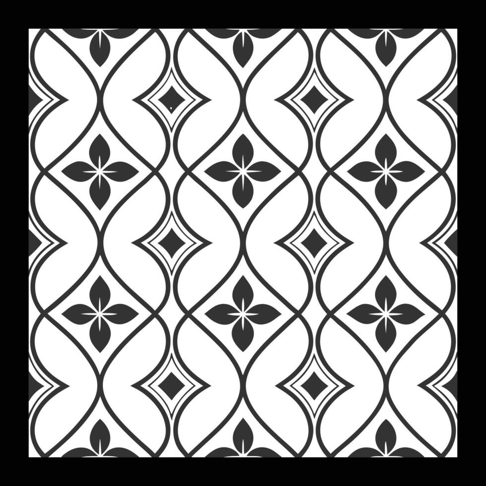 a black and white pattern with a flower design. Ornamental Floral Pattern vector
