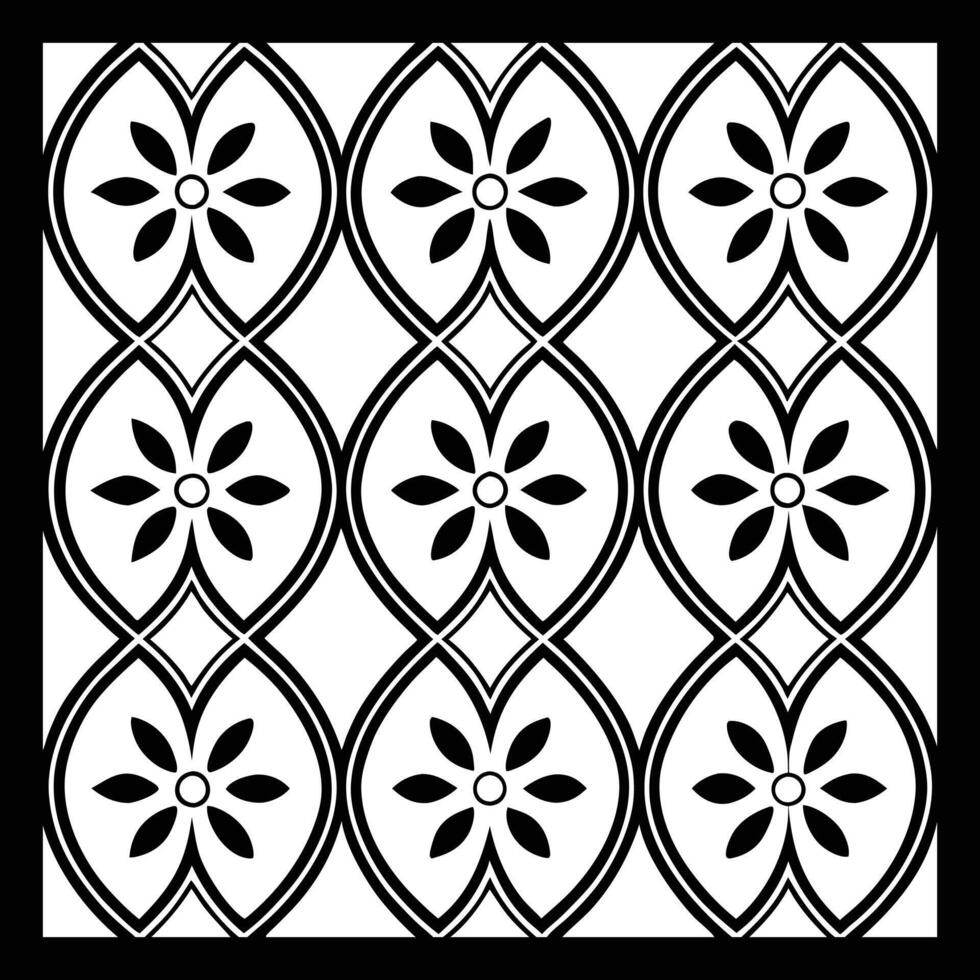 a black and white pattern with flowers. Ornate Black and White Floral Pattern vector