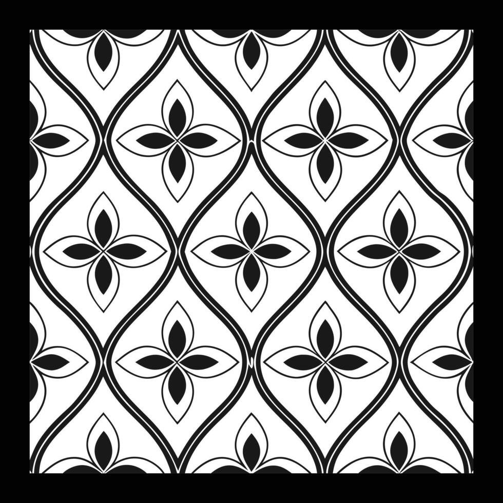 a black and white pattern with a flower design. Pattern Elegant Black and White for Fashion, Textile, Wallpaper, and Carpet Design vector