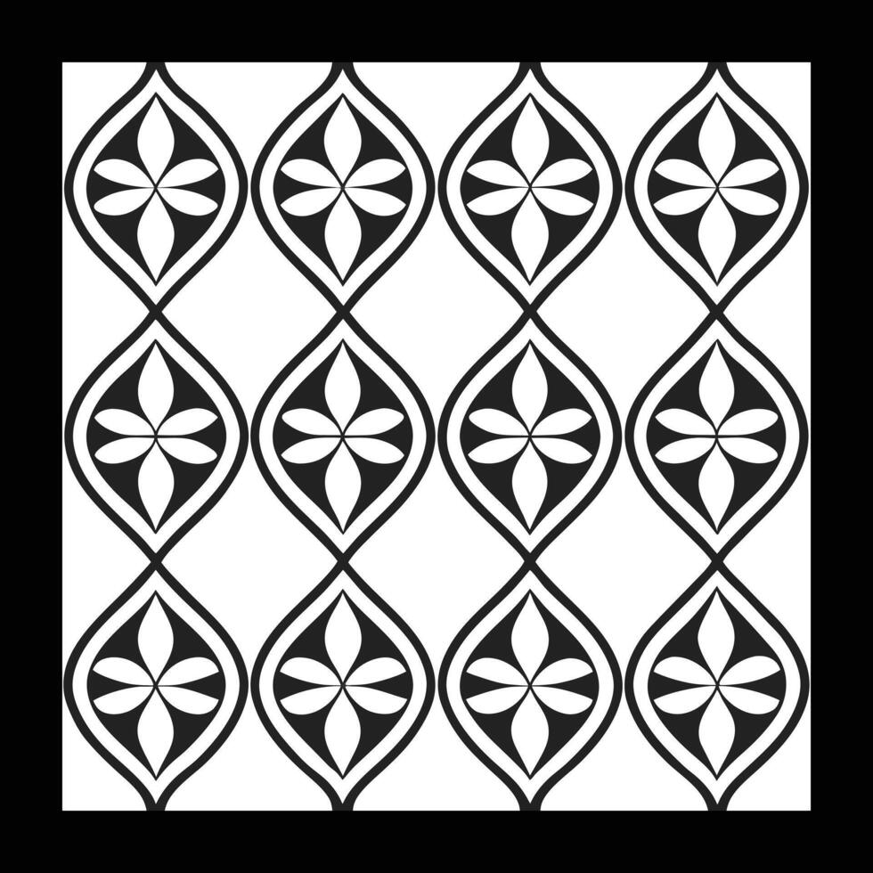 a black and white pattern with a flower design. Classic Black and White Pattern. vector