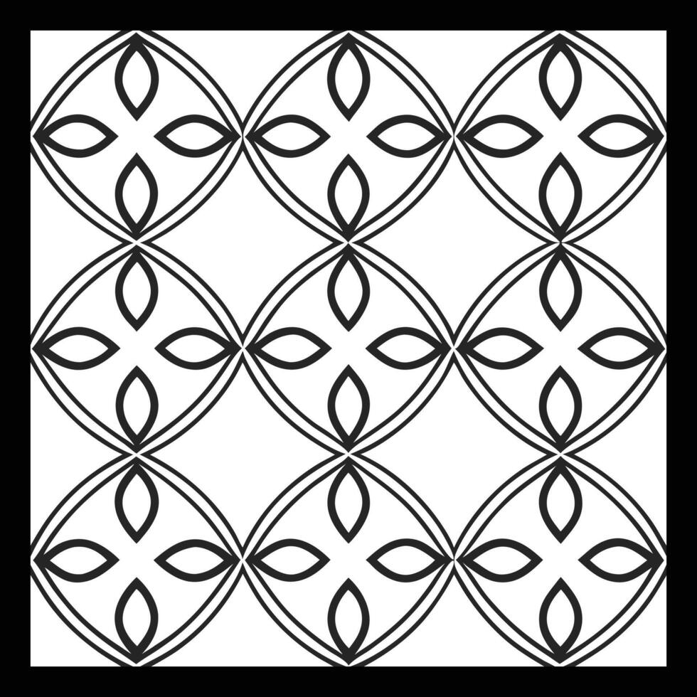 a black and white pattern with a square design. Classic Black and White Floral Pattern. vector