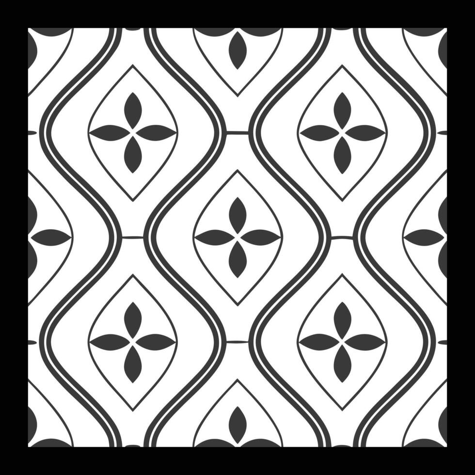 a black and white pattern with a wavy design. Classic Black and White Pattern. vector