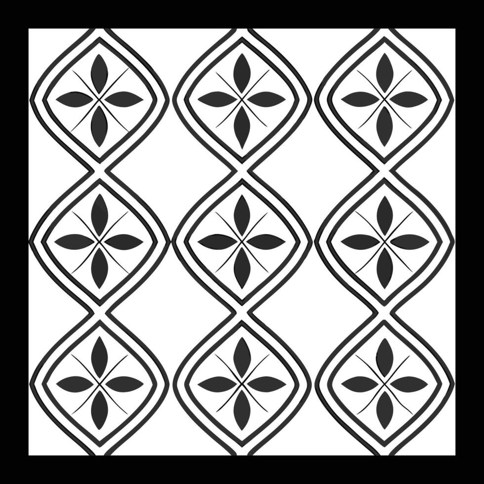 a black and white pattern with a flower design. Classic Black and White Floral Pattern. vector