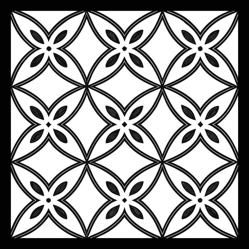 a black and white pattern with a flower design. Black and white floral pattern. illustration. vector