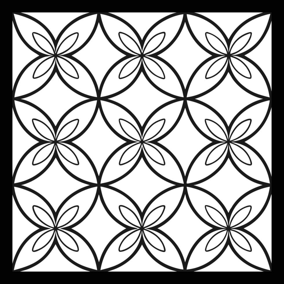 a black and white drawing of a flower pattern. Seamless pattern in geometric ornamental style. vector