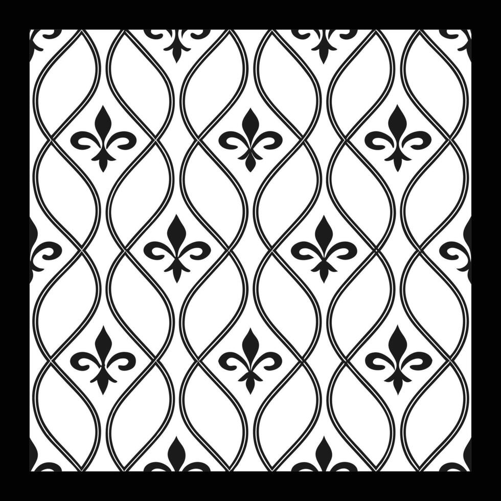 a black and white pattern with fleur de lis. Pattern Elegant Black and White for Fashion, Textile, Wallpaper, and Carpet Design vector