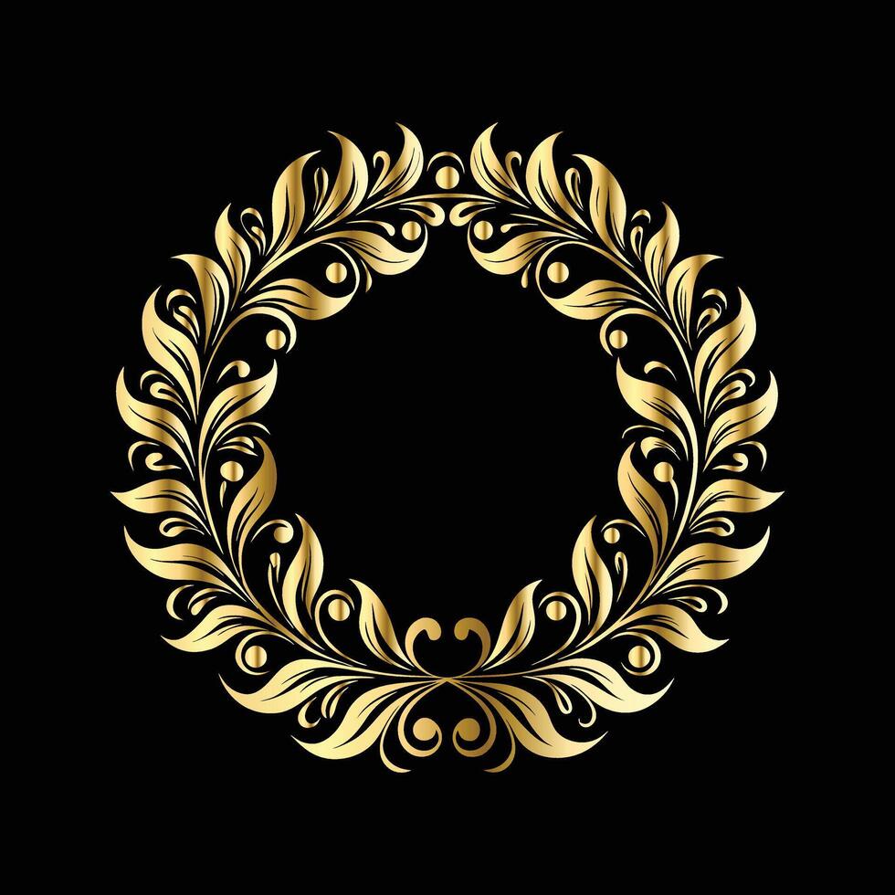 Gold vintage frame on black background. illustration for your design. vector