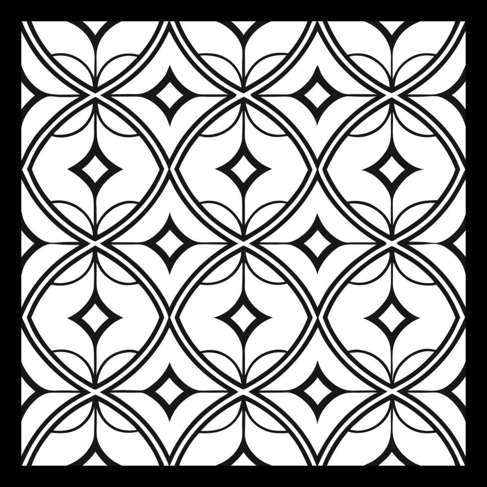 a black and white pattern with a square design. Black and white floral pattern vector