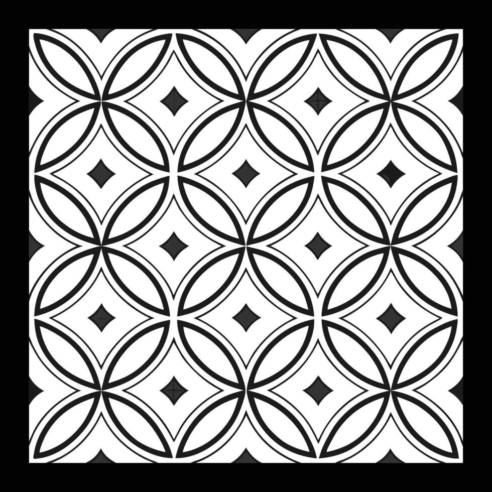 a black and white geometric pattern on a black background. Black and white floral pattern vector
