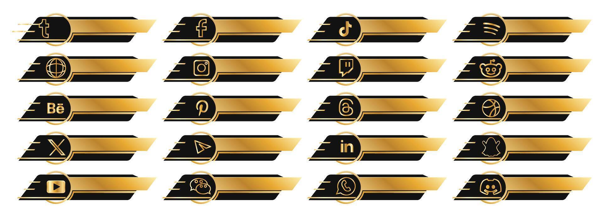 Elegant gold gradient with black Lower Thirds design. Sleek modern style with smooth transitions. Perfect for professional videos and social media content. Clean minimalistic look vector