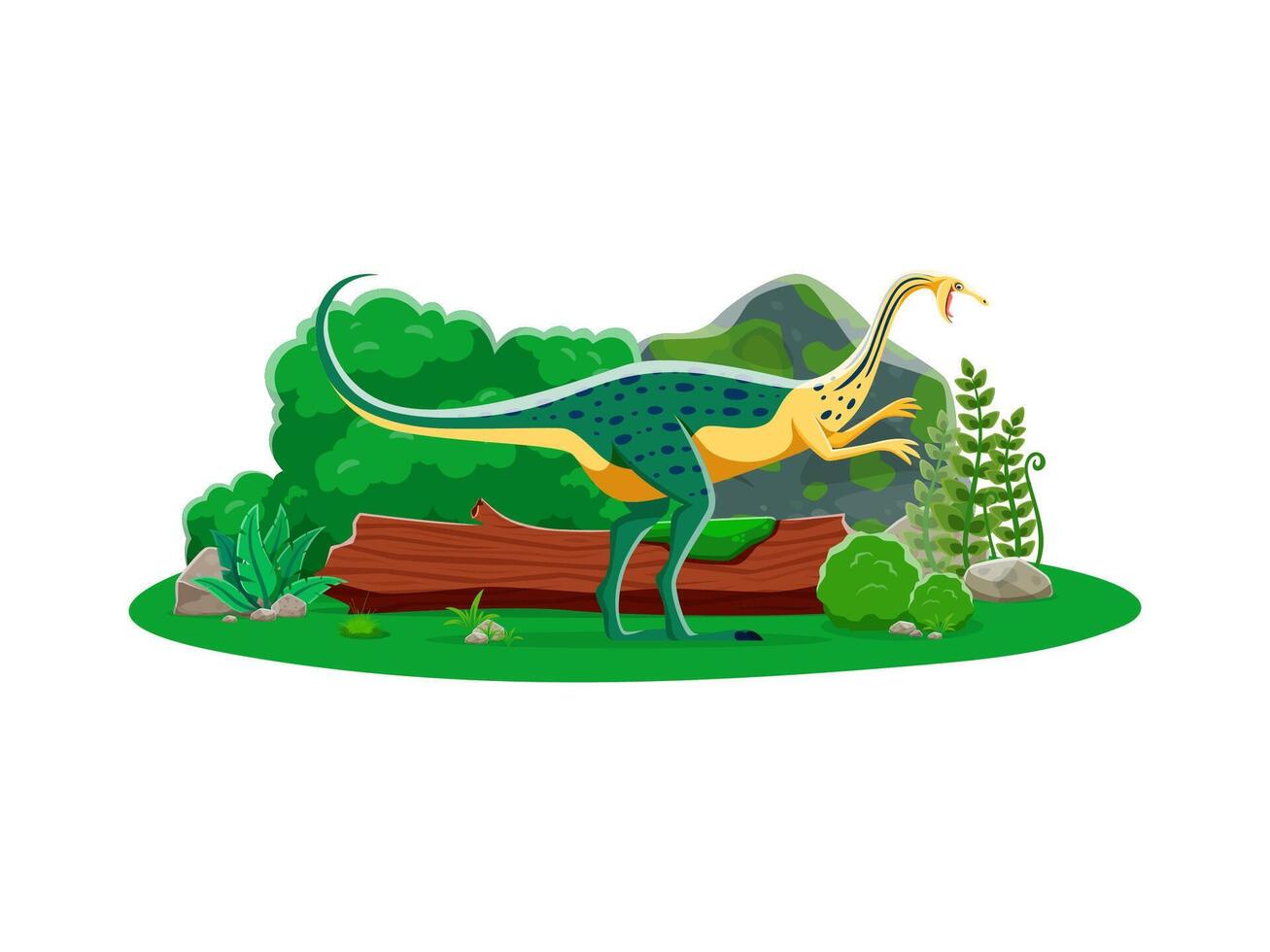 Elmisaurus prehistoric dinosaur cartoon character vector