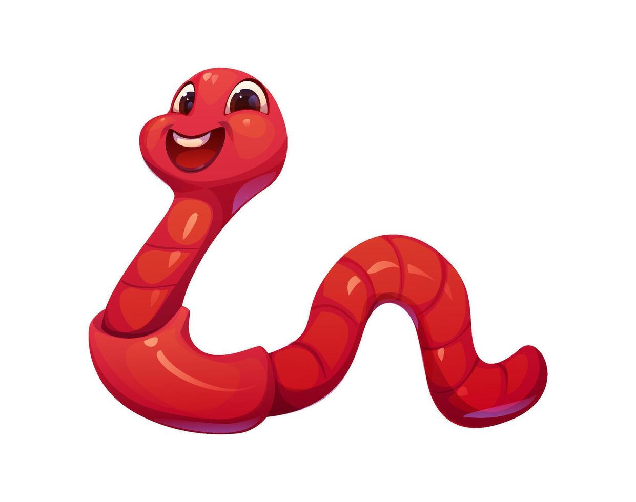 Cartoon funny earth worm insect funny character vector