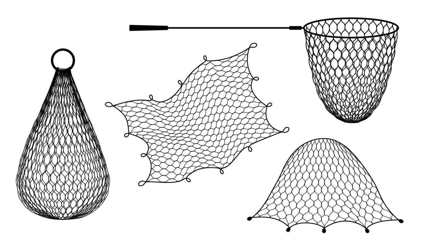Isolated fishing net, trap and trawl or fish tank vector