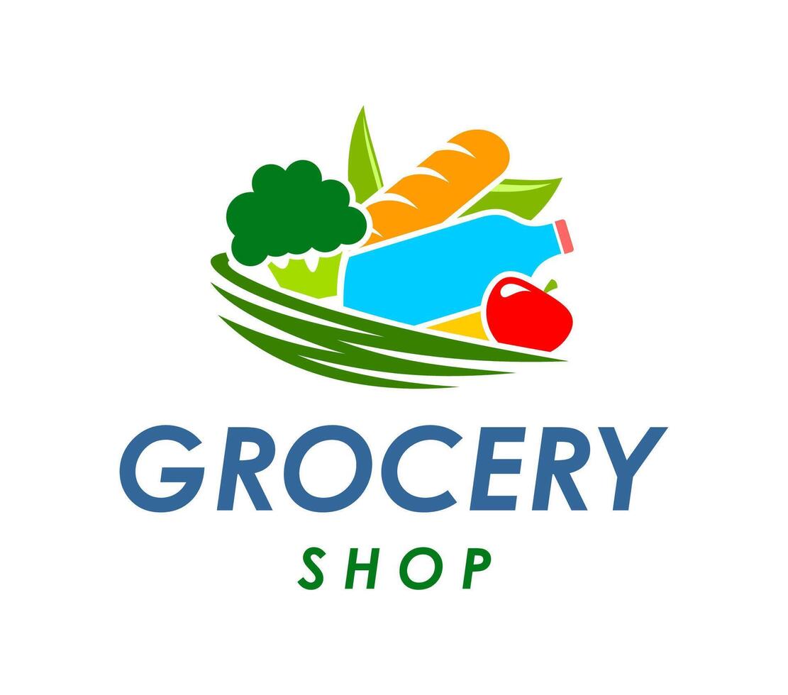 Grocery store or food shop and supermarket emblem vector