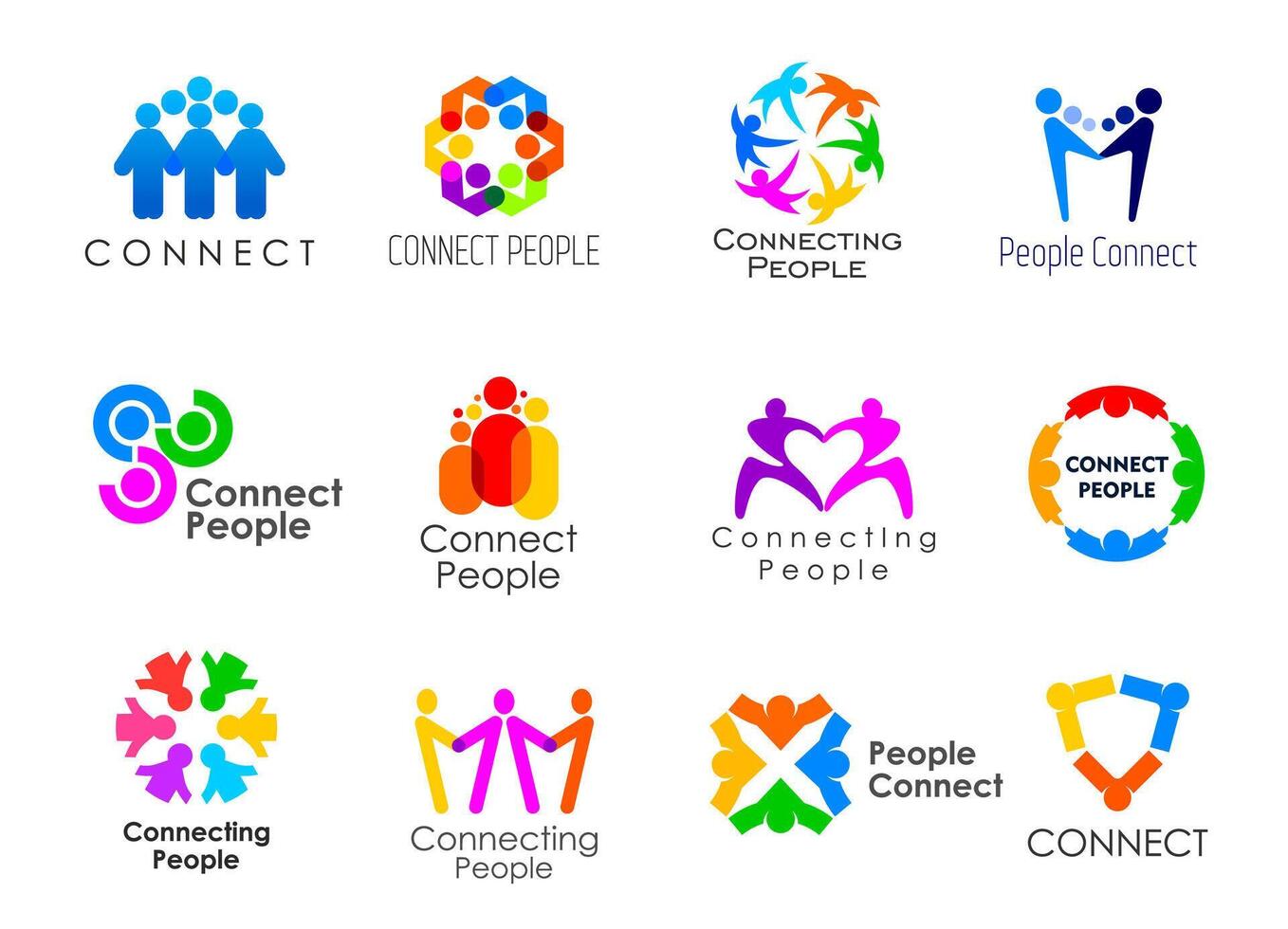 Connect people together icons, human community vector