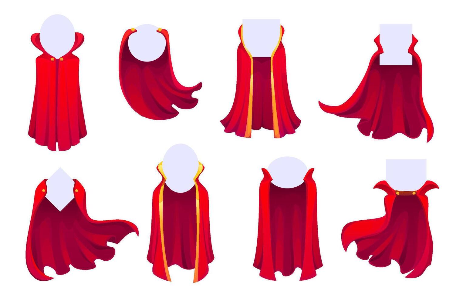 Red superhero capes, cartoon super hero cloak vector