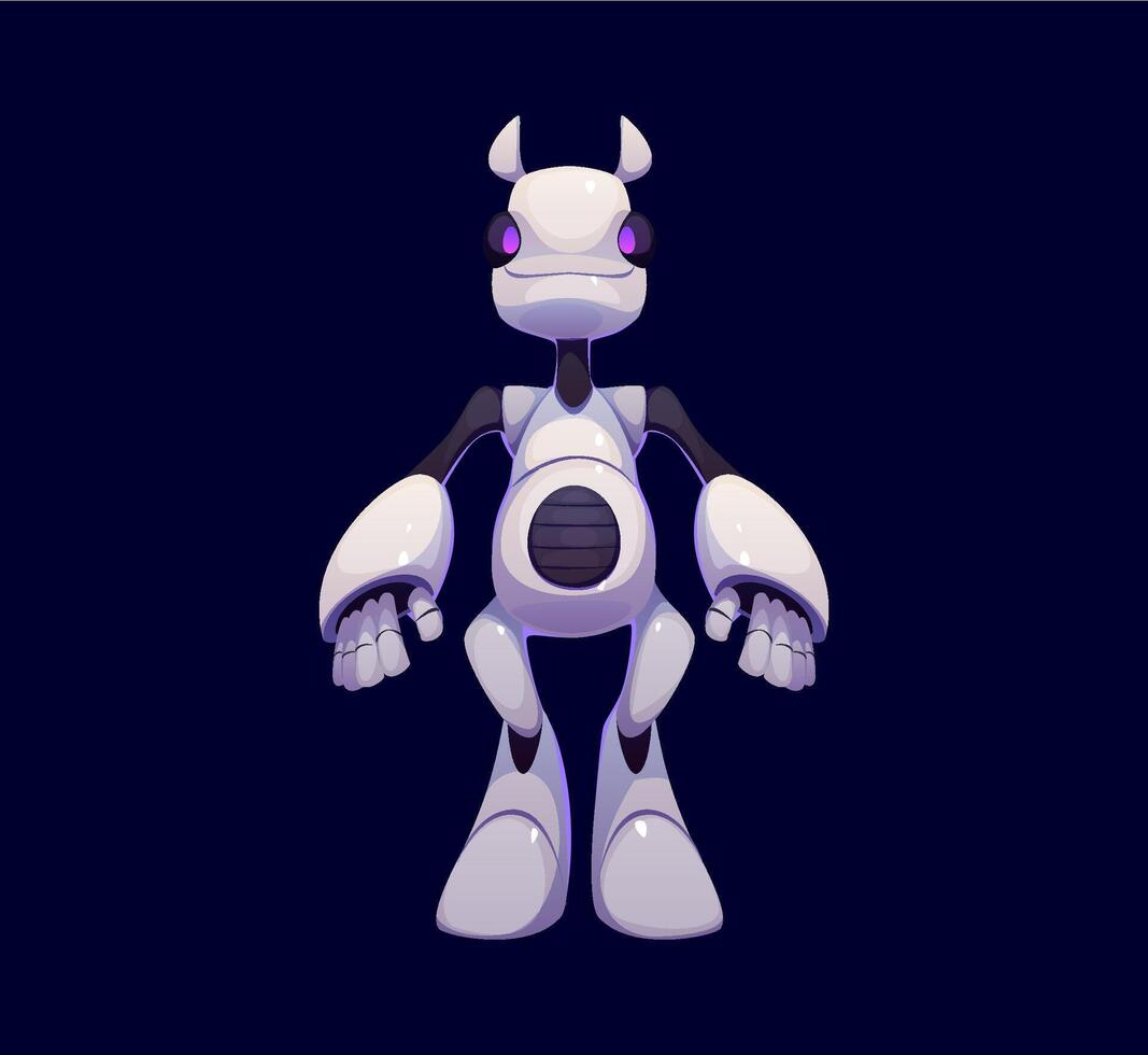 Cartoon futuristic robot character, digital mascot vector