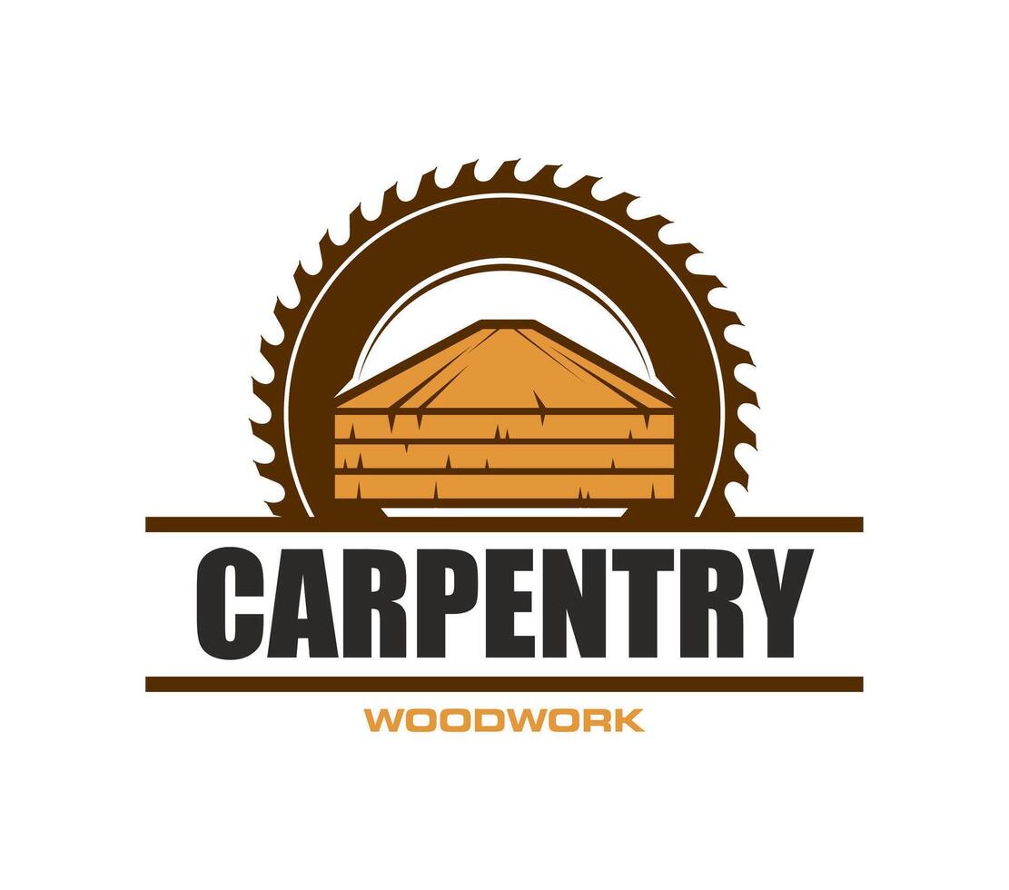 Carpentry and woodwork service icon, circular saw vector