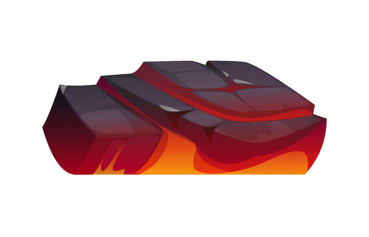 Fireplace burn red ember cartoon charcoal piece vector