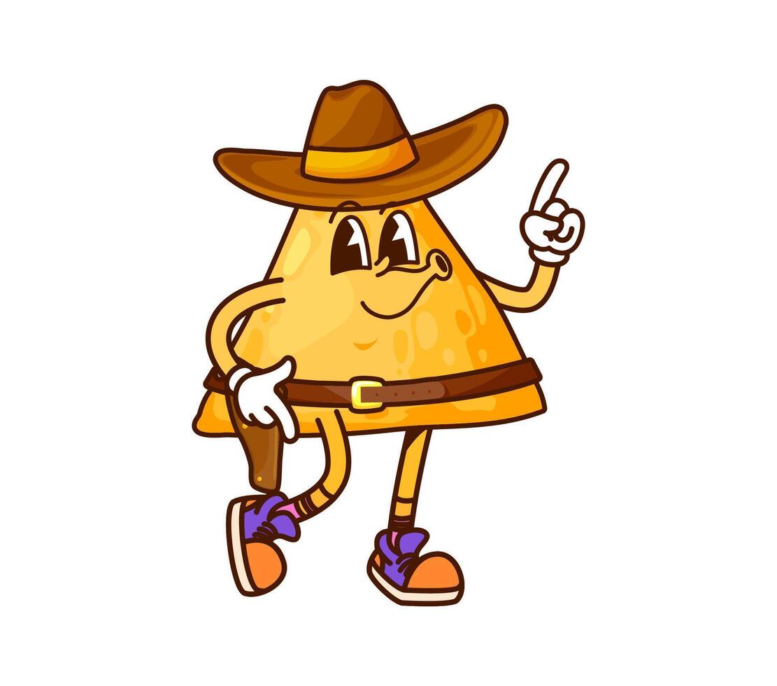 Cowboy Mexico tortilla nacho chip happy character vector