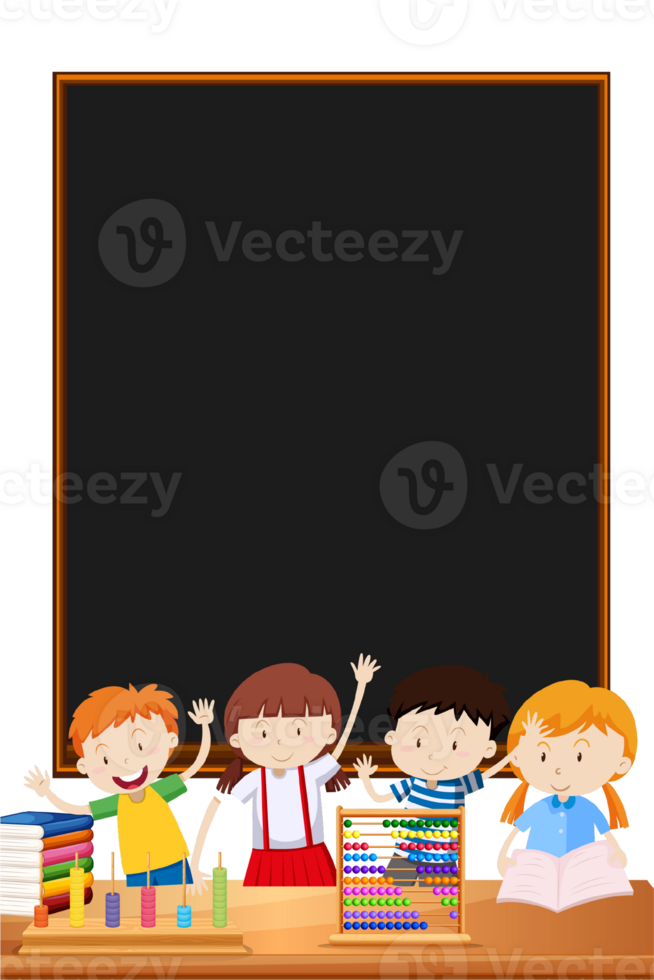 Children in front of a blackboard with a chalkboard png