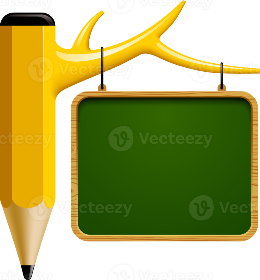 A pencil and a green board with a deer antler png