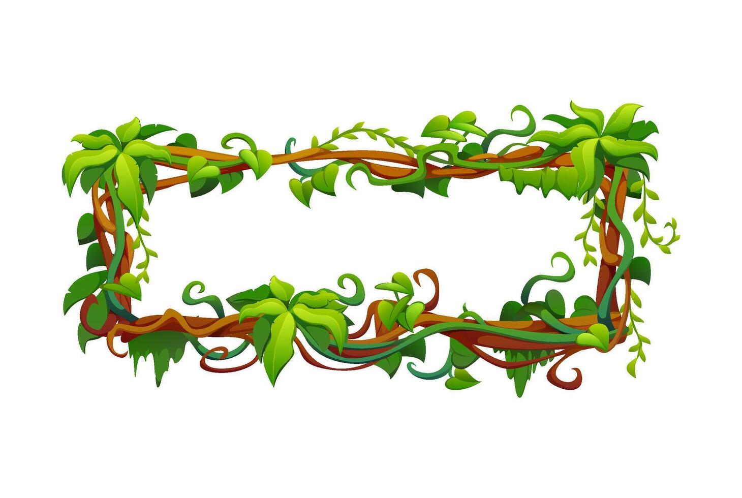 Tropical jungle liana frame with climbing roots vector