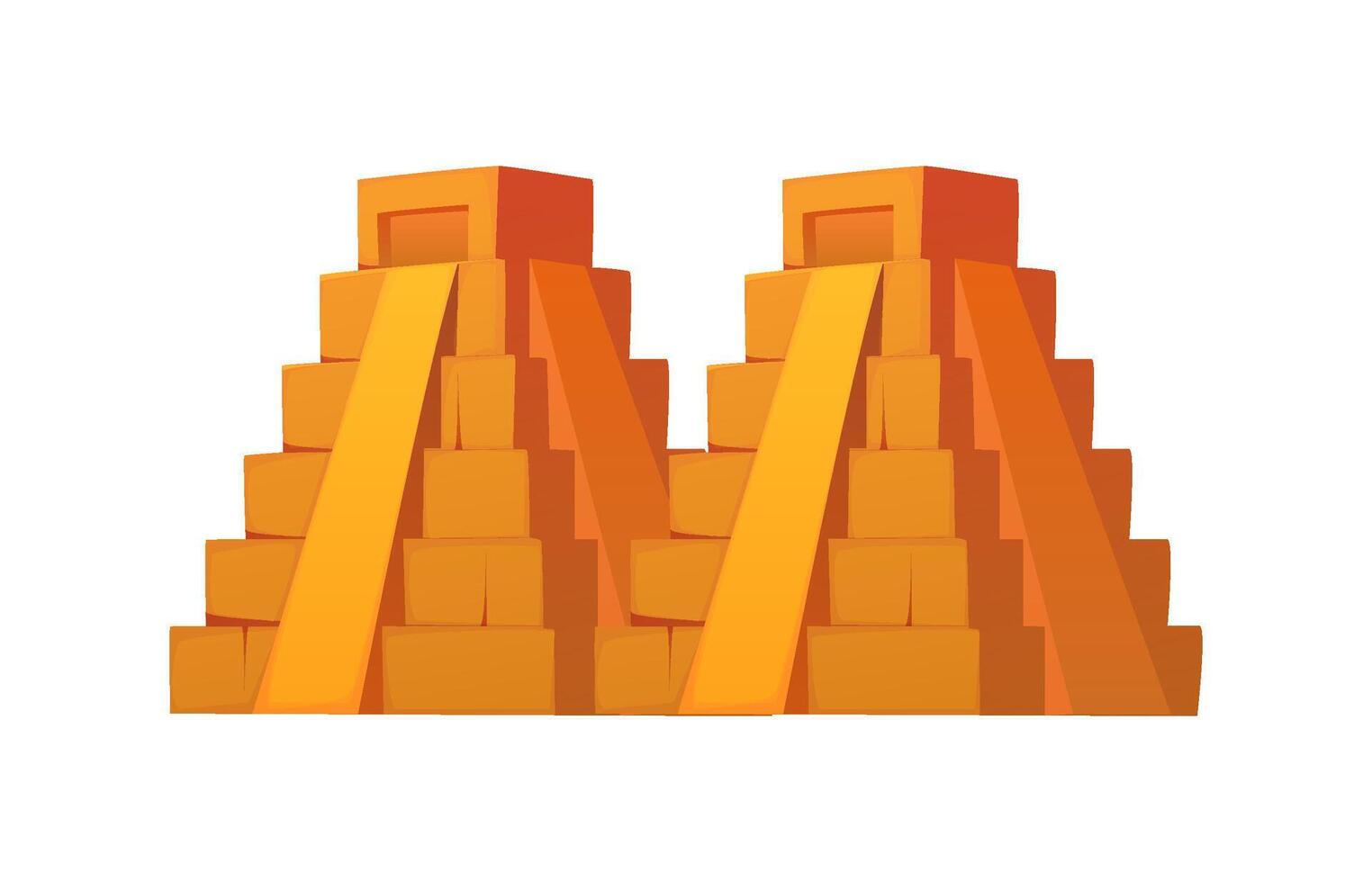 Cartoon Mexican font Aztec pyramid letter M vector