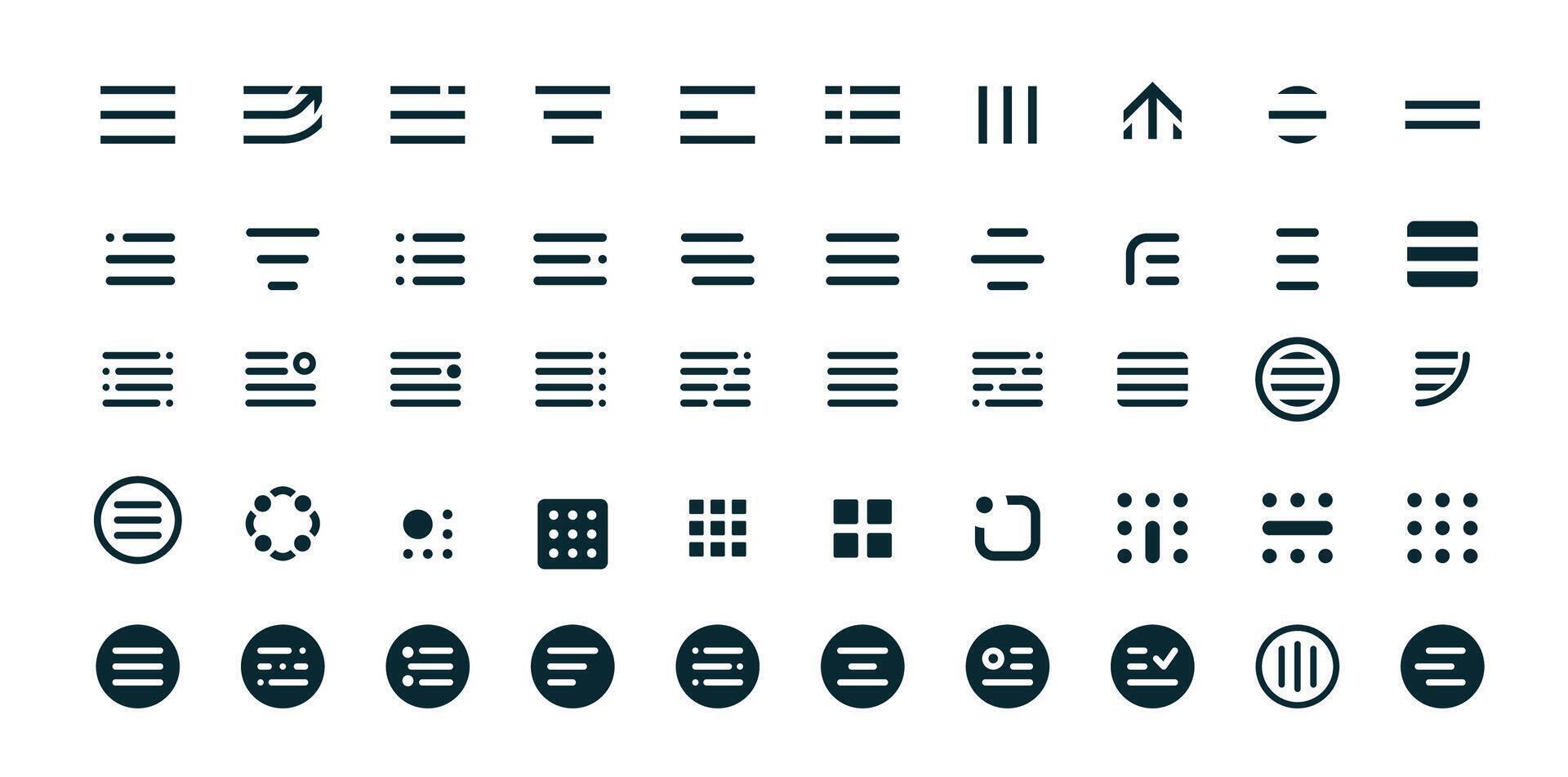 Hamburger menu icons, web and mobile app elements vector