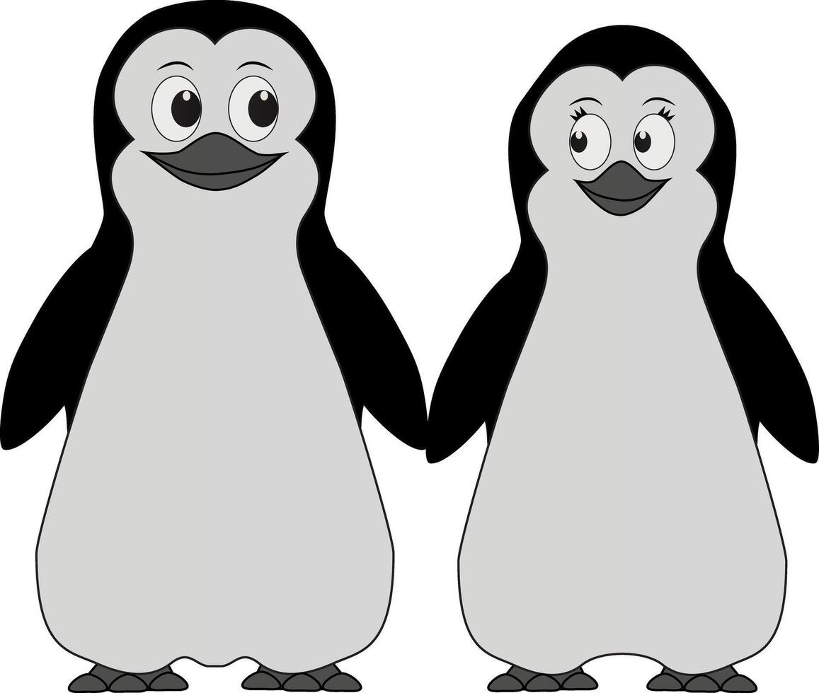 Cartoon illustration of a pair of penguins vector