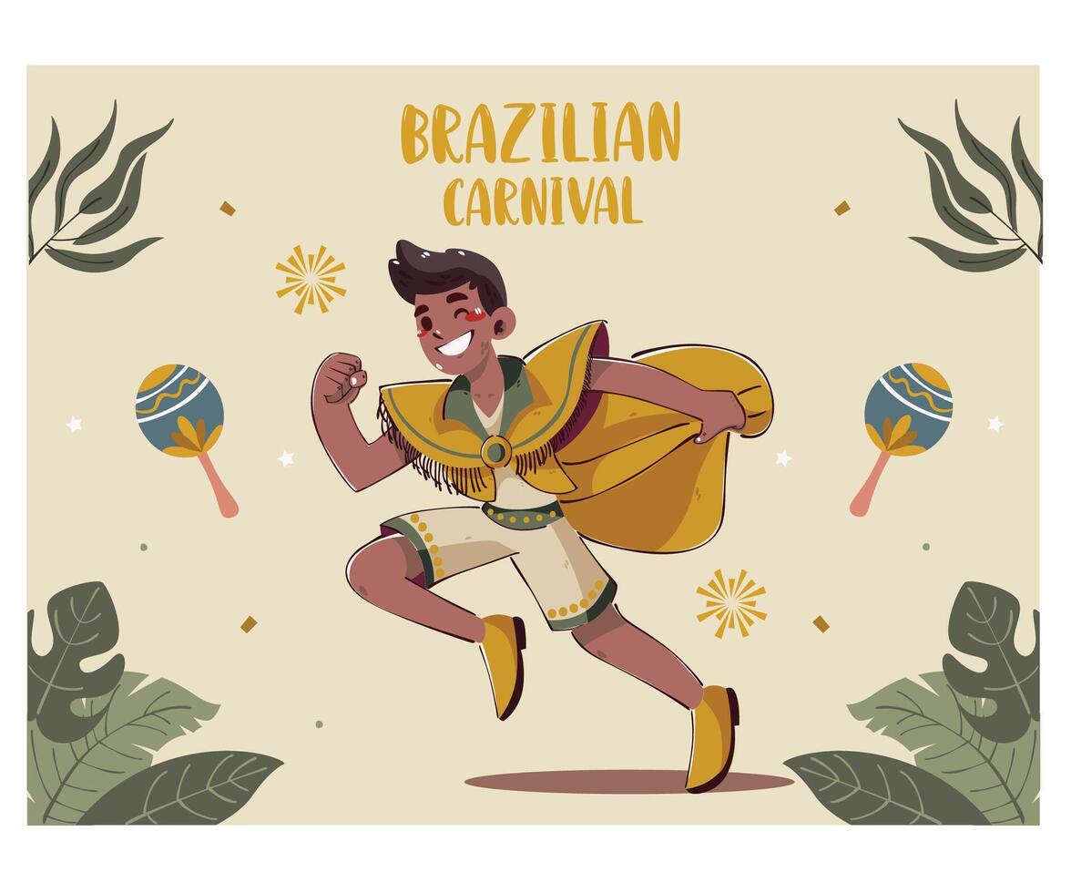 Brazilian Carnival with Colorful Character in Traditional Costume Illustration vector