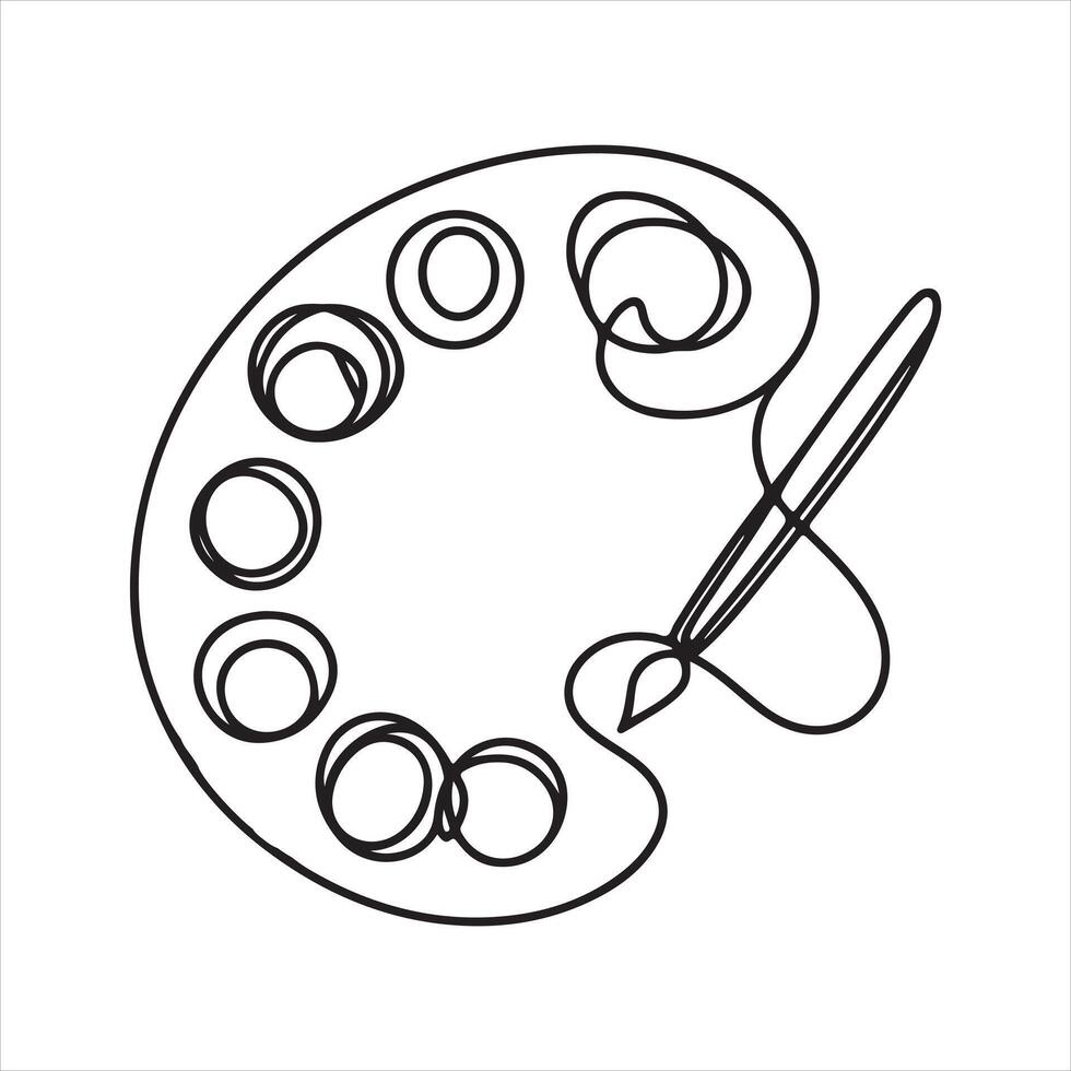 A single line drawing of a palette. Continuous line coloring palette icon silhouette on white background vector