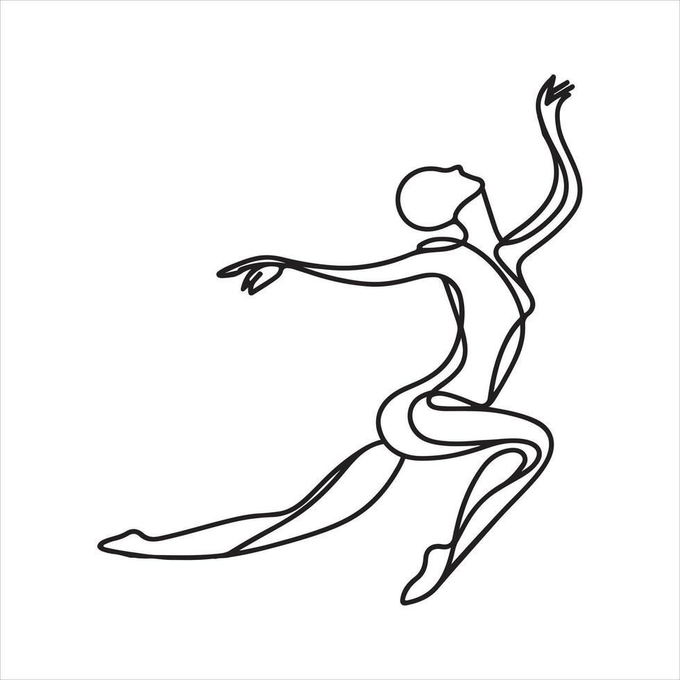 Single one line Elegant motion continuous line art black silhouette on white background vector