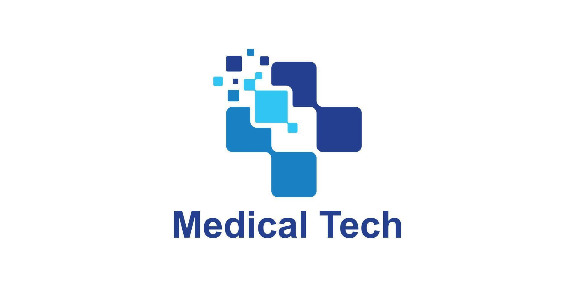 logo design combination of plus sign and pixels, technology, modern, symbol, icon, idea, creative. vector