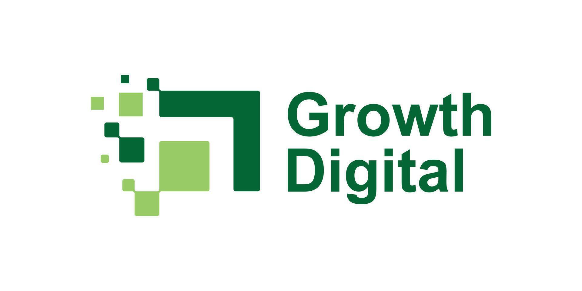 logo design combination of growth and digital tech, arrow, invest, finance, technology, modern, symbol, icon, idea, creative. vector