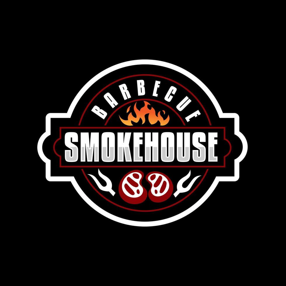 Barbeque smokehouse logo vector