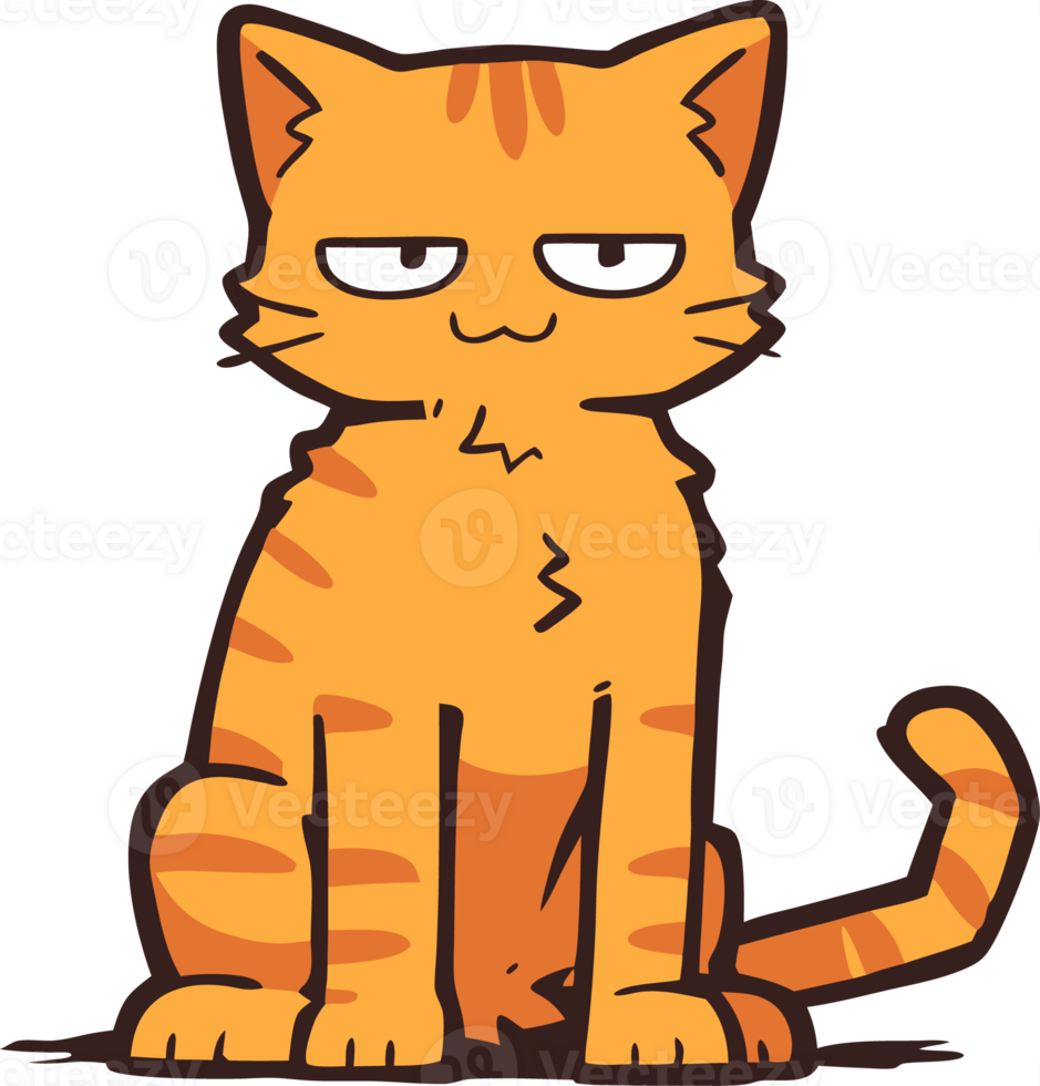 Cartoon Orange Cat, Illustrative, Vibrant, Pet Humor Concept png
