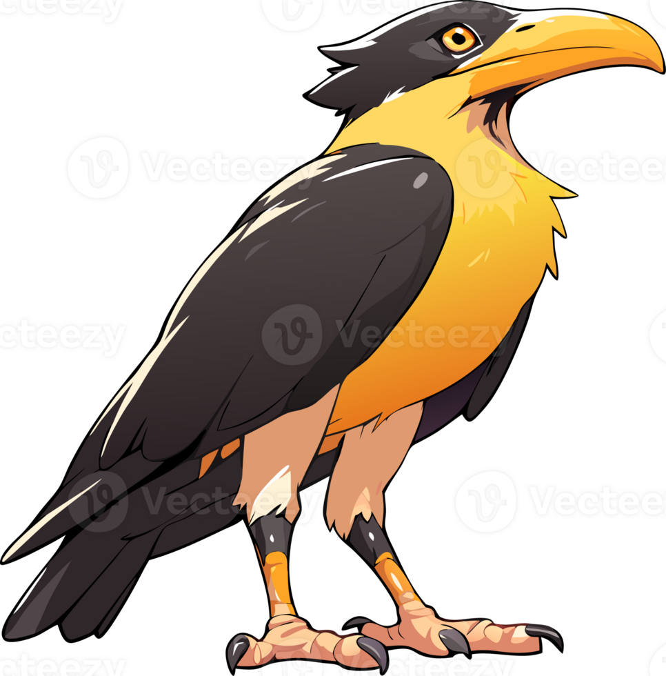 A cartoon bird with yellow and black feathers png