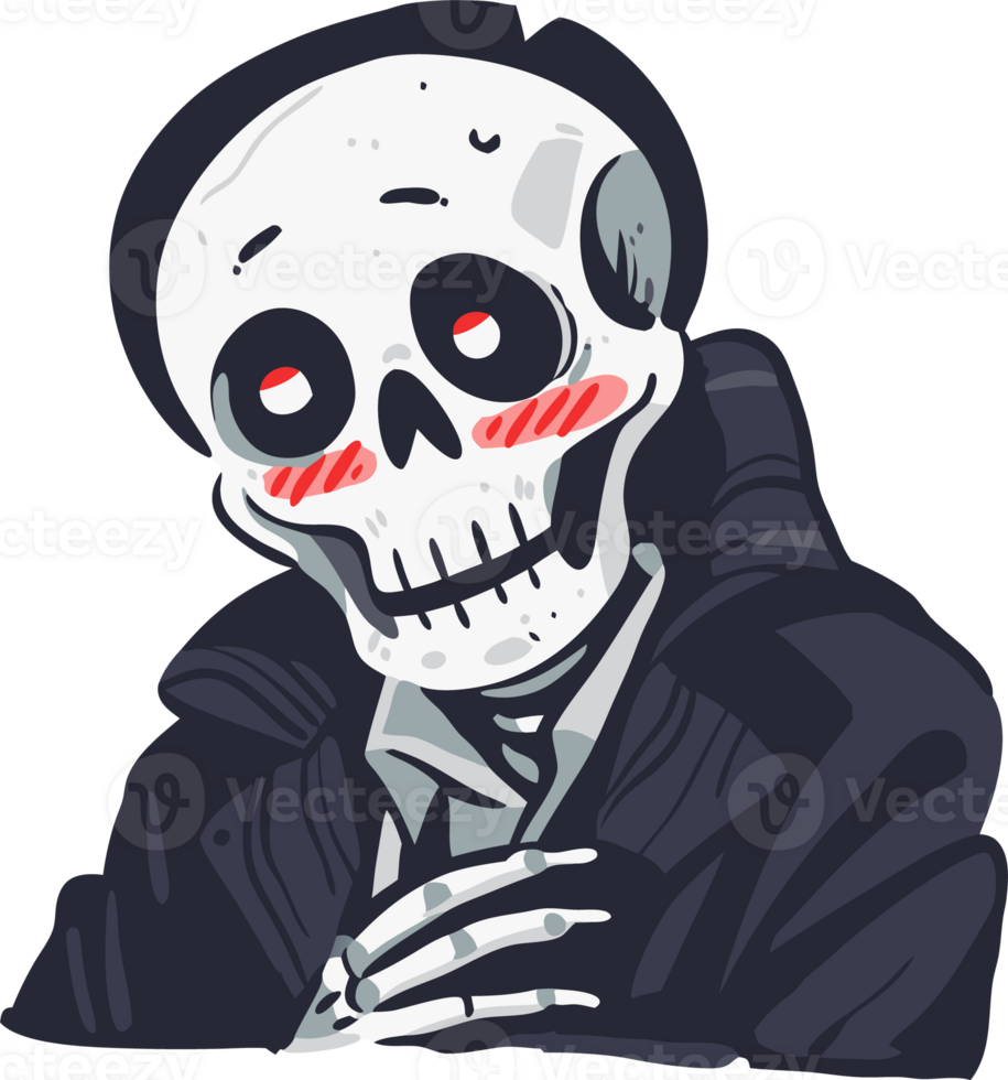 Skull with Blush Illustration, Playful Digital Art png