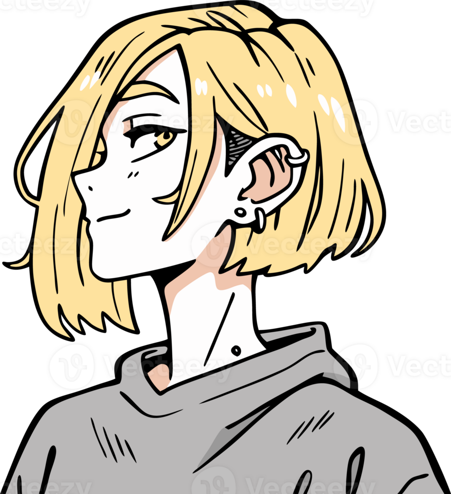 Blonde Character Smiling, Cartoon Style, Animation Concept. png