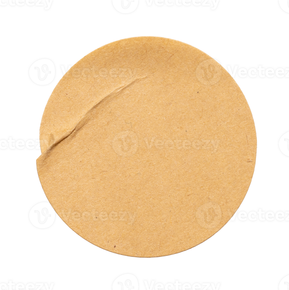 Blank craft round paper sticker label cutout isolated on a transparent background png