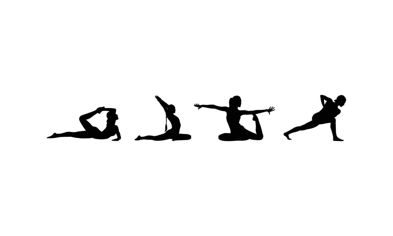 Black silhouette images engaged in fitness activities vector