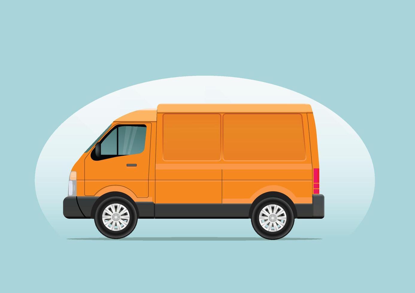 Yellow cargo van side view vector